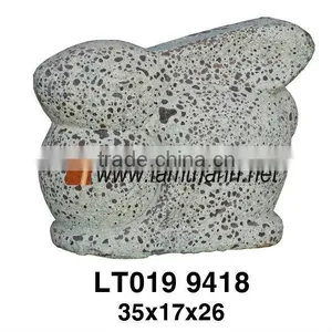 Vietnam Pottery Garden Ornament Rustic Rabbit With Sphere thumbnail-1