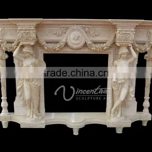 Home Decoration Stone Carvings and Sculptures White Natural Marble Cheap Fireplace Mantel thumbnail-1