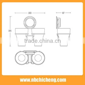 Wall Cup Holder Suction Cup Bathroom Toothbrush Cup Holder Double Cups Bathroom Accessories thumbnail-3