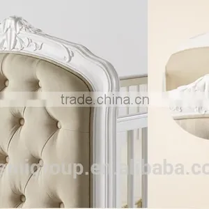 French Style Elegant Portable Baby Bed, Environmental Wooden Baby Crib thumbnail-5
