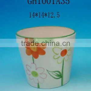 Outdoor White Ceramic Flower Pot thumbnail-1