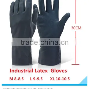 Heavy Duty Black Natural Rubber Latex Gloves Household Industrial Flock Washing thumbnail-1
