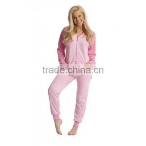 Hooded-footed Pajamas Polar Fleece Front Pockets Hoodie Footless Raglan Sleeve Adult Blank Plain Sports Adult Onesie thumbnail-3