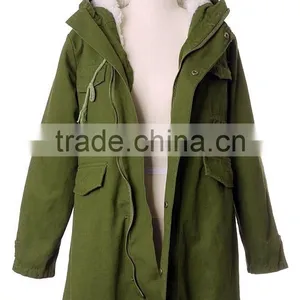 Detachable Faux Fur Jacket With Fur Collar Fur Sleeve ,women Army Green Jacket Coat thumbnail-6
