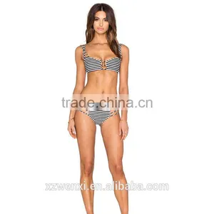 2016 Hot Style Tape Sexy Elastic Black and White Stripes Bikini thumbnail-1