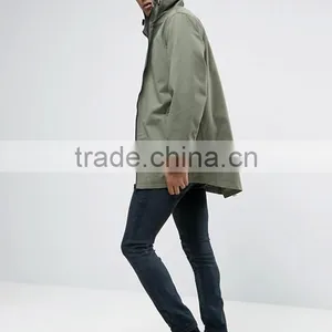 2017 Xinlan High Quality New Design Adjustable Toggle Hood Durable 100% Cotton Khaki Running Casual Men Jacket With Hood thumbnail-4
