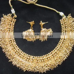 GOLD PLATED TEMPLE DESIGN Necklace RAMLEELA EARRING Set thumbnail-2