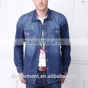 Mens Blue Denimshirt With Chest Pocket N02 thumbnail-1