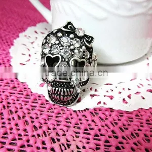 Cute Girly Skull Rings, Antique Silver Skull Rings, Lovely Rings for Girls thumbnail-1