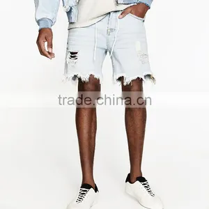 New Arrival Bermuda Shorts Men Broken Hole Distressed Raw Edges Jeans Shorts thumbnail-3