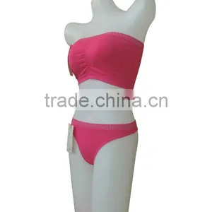 Nice Quality New Style Seamless Woman Underwear Ladies One Piece Bandeau Bra & Thong W/stones thumbnail-2