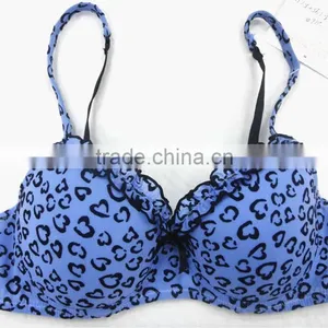 Stylish Flock Print Sexy Fancy Lady Bra With Ruffle Neckline Www Sexy Photo.com thumbnail-1