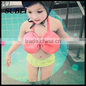 Korean Children Three-piece Swimsuit Girls Swimsuit With Swimming Cap Bow Split Bikini Swimsuit thumbnail-2