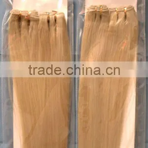 Silky Straight Machine Made Blonde Human Hair Weaving Extensions Double Layer Colored Blonde Human Hair Weaves thumbnail-1