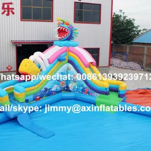 0.55MM Plato PVC Outdoor Inflatable Piranha Slide,Land Commercial Inflatable Water Park For Children Fun thumbnail-3