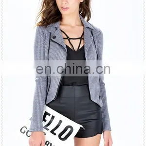 Long Sleeve Decorative Zip Pocket New Style Jacket for Women Wholesale thumbnail-4