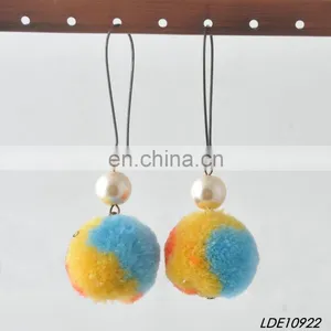 Fashion Colorful Fluffy Earrings Pom Pom Earrings thumbnail-3