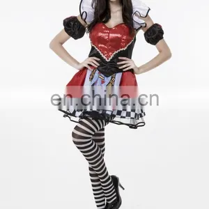 Women Poker Print Sexy Adult Clown Costume thumbnail-2
