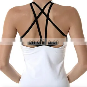 No Moq Wholesale Women Running White Backless Gym Tank Top Blank thumbnail-5