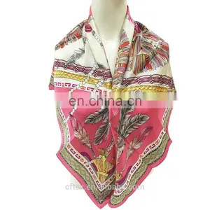 Womens Fashion Feel Square Digital Print Custom Design Silk Scarf thumbnail-6