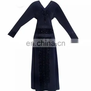 Lycra(Stretchable) & Velvet Burkha With Black Diamond Stone Work / Burkha for Casual Daily Work Wear thumbnail-1
