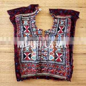 Colourful Indian Vintage Banjara Neck Yoke With Embroidery and Mirror Work Patches thumbnail-3