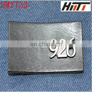Faux Leather Jeans Patch With Metal Tag thumbnail-1