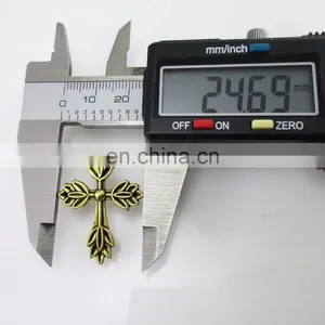 Religious Antique Gold Metal Medal Leaf Cross thumbnail-4