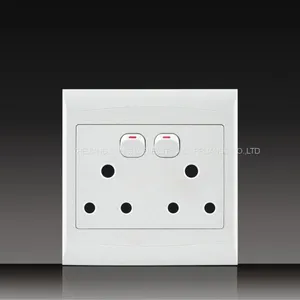 South Africa PC Material Push Button With Indicator Electrical 16A 250V Switched Socket + Euro Socket and MF Double Socket thumbnail-1