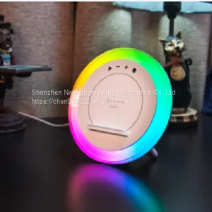 A21 Button Bluetooth Speaker Wireless Charging Colorful Atmosphere Bedside Lamp thumbnail-2