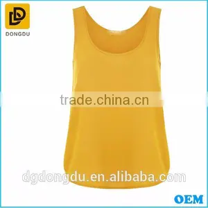 New Fashion Mustard Scoop Neck Vest Tops for Ladies thumbnail-4