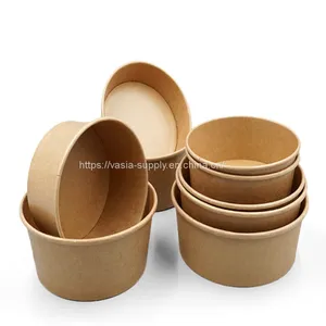 Kraft Paper Bowl Company Kraft Soup Bowl Manufacturer Eco Friendly Disposable Custom Takeaway Food Container thumbnail-1