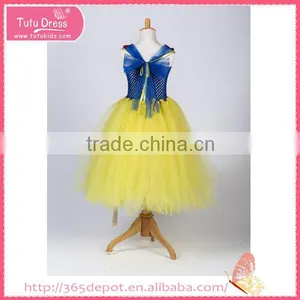 Softtextile Yarn Bright Yellow Bowknot Tutu Fluffy Voile Girl's Dress Children Frocks Designs thumbnail-3