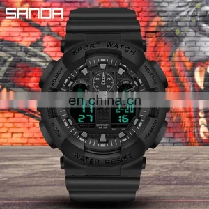 SANDA 3099 Lover's Sanda Couples Digital Quartz Watch Sport Watches LED 50M Waterproof Casual Shock Male Clock China Plastic thumbnail-2
