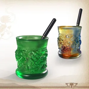 Colored Glaze Fancy Business Gift Auspicious Lions Animal Home Decor Pen Holder Desktop Display Rack Stand thumbnail-5