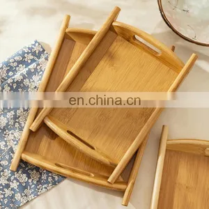 Wholesale Good Quality Custom Square Wooden Serving Tray Breakfast Storage Tray With Cut Out Handles thumbnail-4