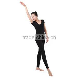 Latest Gilrs Angkle Length Short Sleeves Dance Tights and Gymnastics Unitards thumbnail-3