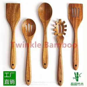 Bamboo Wood Cooking Tools Acacia Wood Kitchen Spatula Cook Spoons Wholesale thumbnail-1