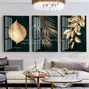Gold Plant Leaf Canvas Poster Printed Home Decoration Painting thumbnail-1