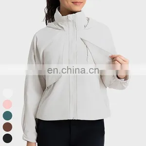 New Breathable Hidden Zipper Pockets Coat Custom Hooded Windbreaker Outdoor Jacket Women Windproof Waterproof Softshell Jacket thumbnail-4