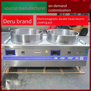Commercial Concave Induction Cooker, High-power Double-head Electric Stir-frying Stove, Large Pot Stove for Canteen Kitchens thumbnail-1