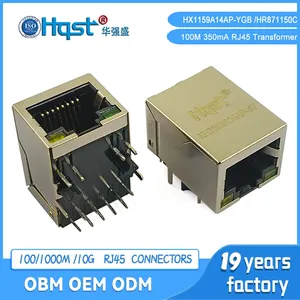 HQST HX1159A14AP-YGB 100M POE RJ45 Modular Jack With Integrated Magnetics Transformer, 350mA End-span POE, thumbnail-4