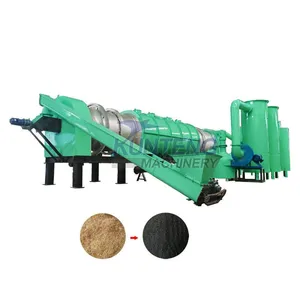 Continuous Rotary Charcoal Making Drum Kiln Bagasse Carbonizer Rice Husk Furnace Biochar Making Machine EPC thumbnail-1