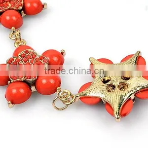 Fllower Necklace Female Colour Crystal Latest Design Beaded Necklace thumbnail-4