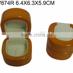 W874R Glossy Spray Paint Ring Wooden Jewelry Box With Velvet Lining thumbnail-1