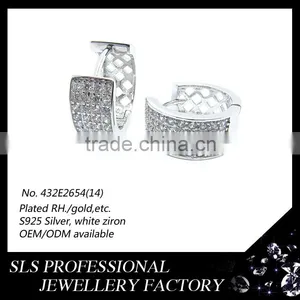 2015 Fashion Design Sterling Silver Stamped 925 Hiphop Cubic Zirconia Earrings for Women thumbnail-1
