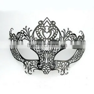 Mode Mardi Gras Party Schwarze Farbe Kristall Maske Elegante Metall Laser Charmante Prinzessin Maske thumbnail-1