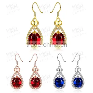 White Gold Plated Ruby Tack Shape Earring thumbnail-1