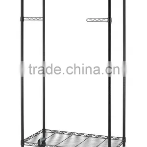 New 2-Tier Rolling Clothing Garment Rack Shelving Wire Shelf Dress G66 thumbnail-3