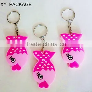 2D Pink Fish Shaped Silicon Keychain / Rubber Key Ring / Soft PVC Keychain thumbnail-1